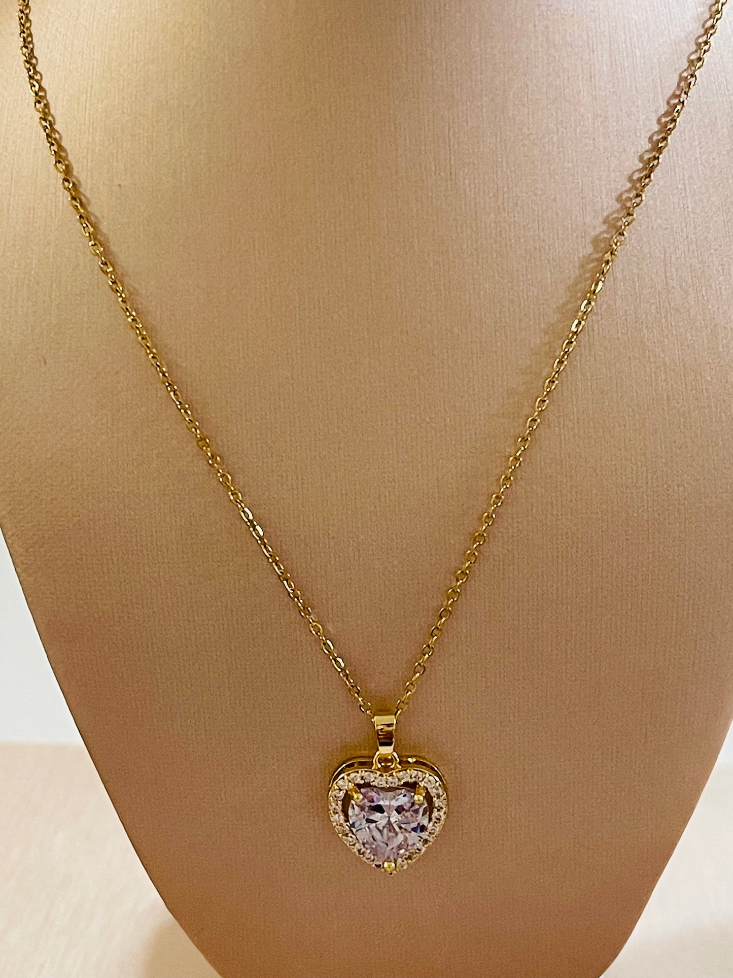 18k gold plated Stainless Steel Luxury Pendant Zircon Necklaces with 3 different colours