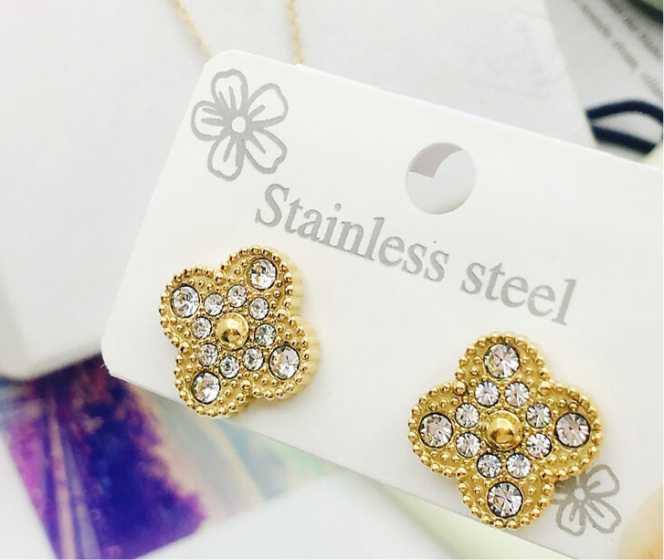 18k gold plated clover Earings with 6 colours