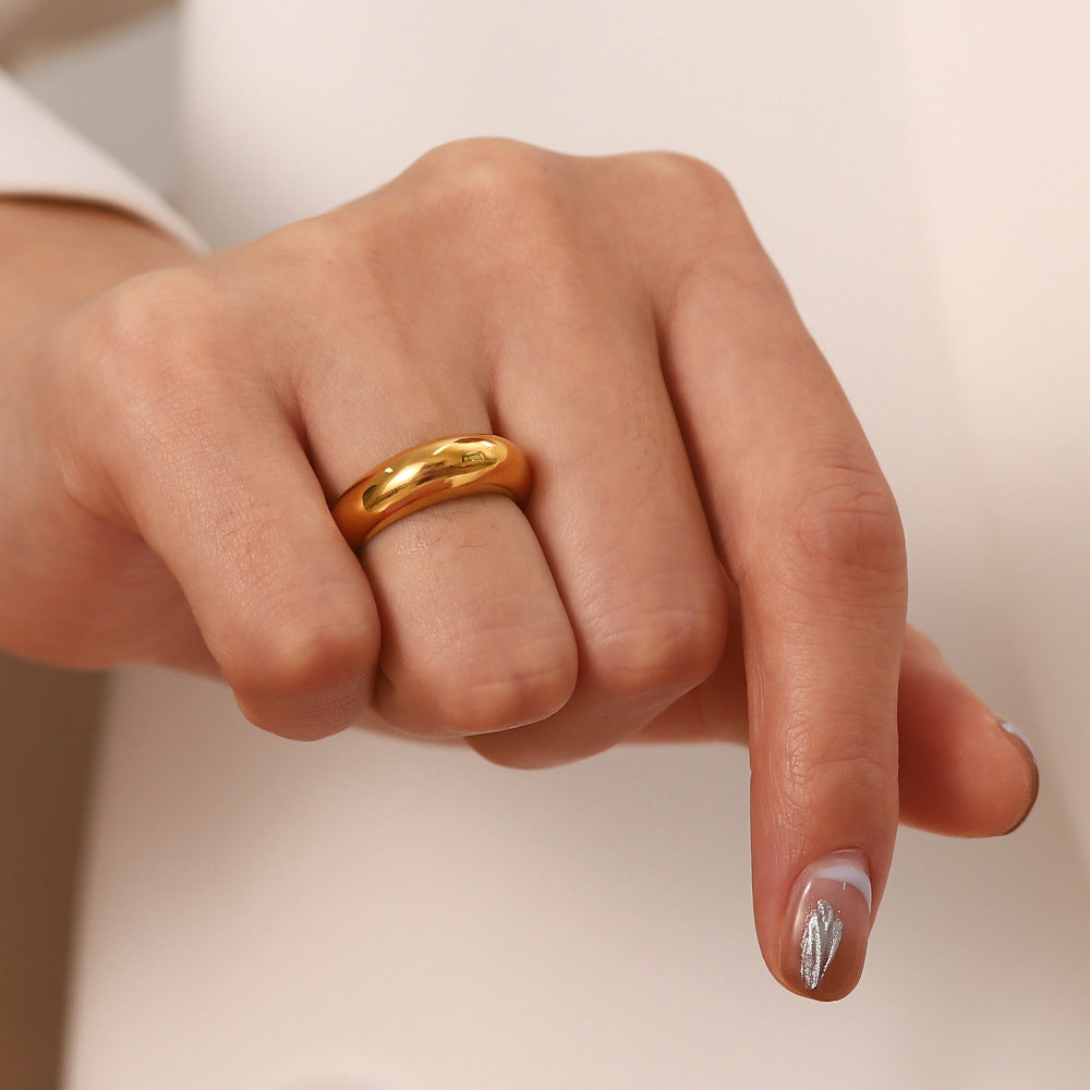 18k gold plated Stainless steel thick simple plain ring