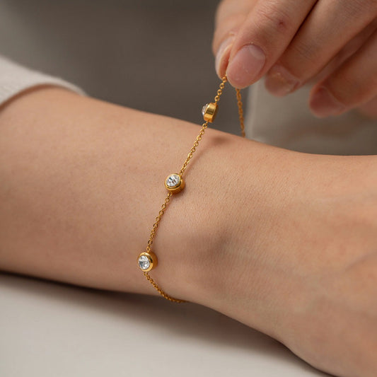 3-Stone Gold Bracelet gold plated bracelets