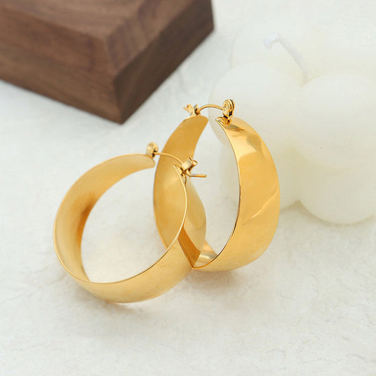 Trendy hoops earings 18k gold plated stainless steel