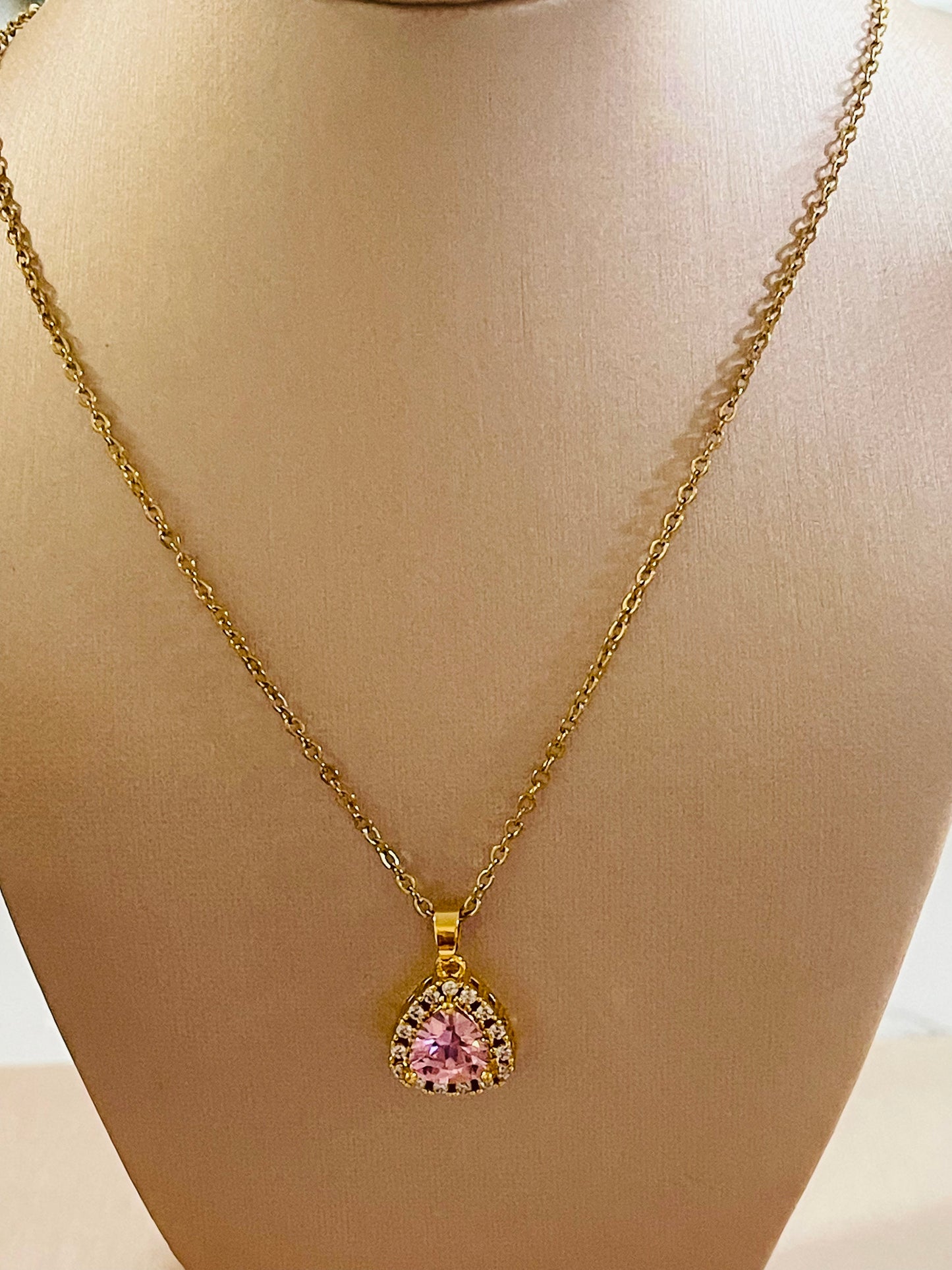 18k gold plated Stainless Steel Luxury Pendant Zircon Necklaces with 3 different colours