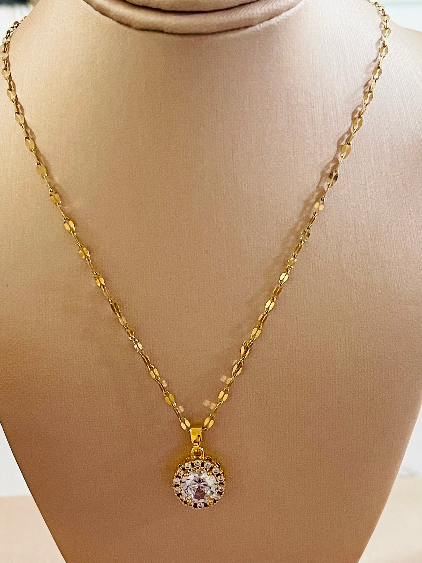 18k gold plated Stainless Steel Luxury Pendant Zircon Necklaces with 3 different colours