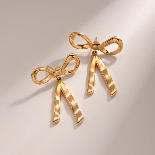 Bow ties earrings 18k gold plated