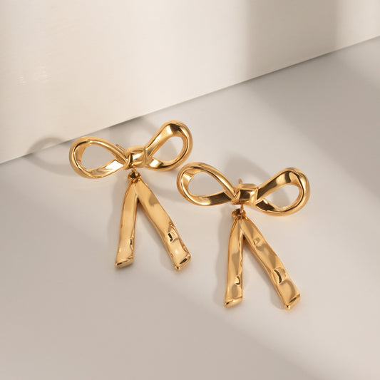 New trendy Bow ties earrings 18k gold plated