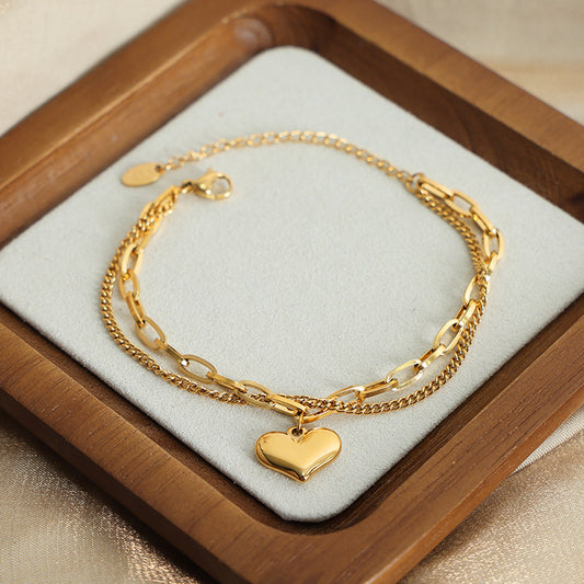 Heart bracelet 18k gold plated stainless steel