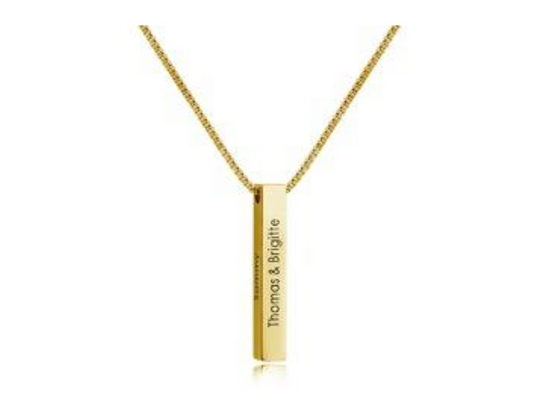 Personalized Bar Custom Name and Birthdate Necklace