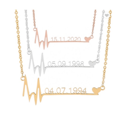 Personalized Box Chain Heartbeat Necklace