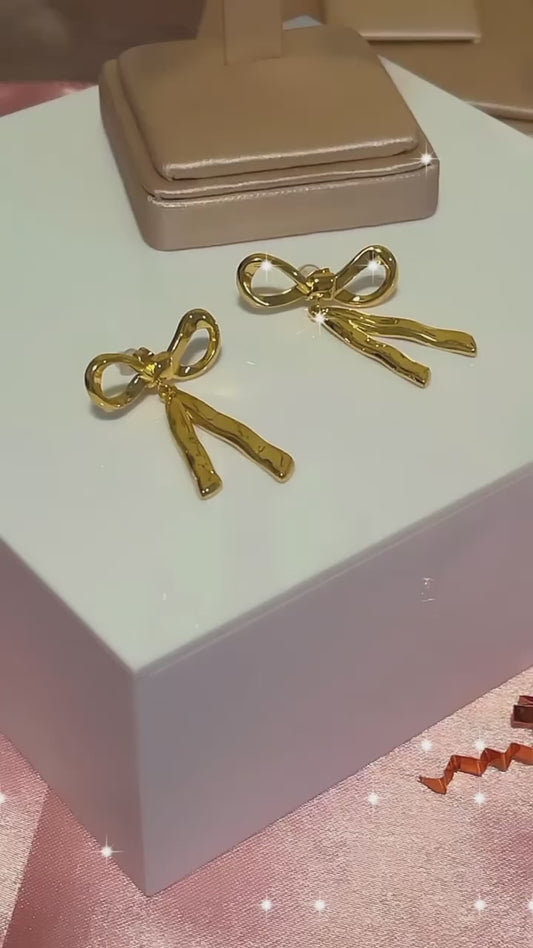 Bow ties earrings 18k gold plated