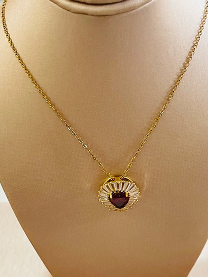 18k gold plated Stainless Steel Luxury Pendant Zircon Necklaces with 3 different colours